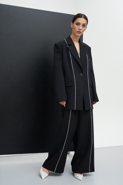 Комплект из брюк и жакета свободного кроя ATTIKA А3442 черный - фото 2