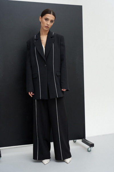 Комплект из брюк и жакета свободного кроя ATTIKA А3442 черный - фото 1
