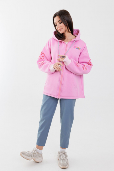 Худи розовое с принтом слонов и цветами Anelli 1325 розовый - фото 4