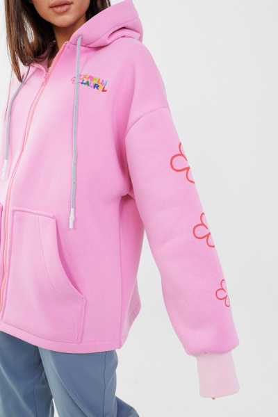 Худи розовое с принтом слонов и цветами Anelli 1325 розовый - фото 3