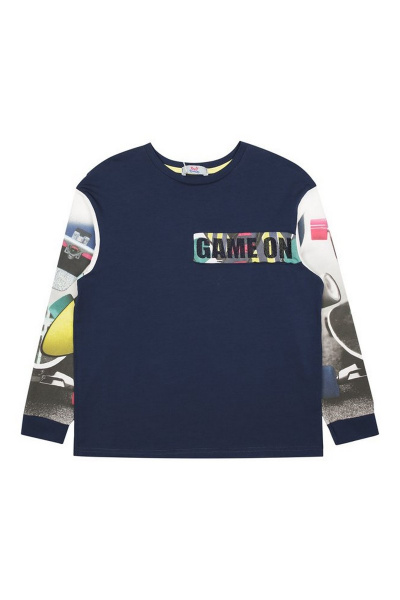 Лонгслив из хлопка с цифровой печатью и вышивкой Bell Bimbo 180135 т.синий - фото 3