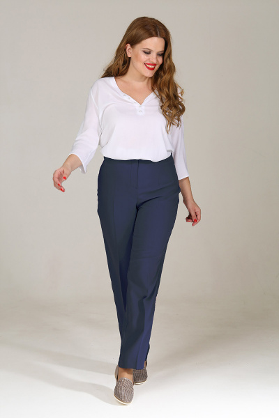 Классические брюки зауженные с широкой резинкой из текстиля DNM 005 синий - фото 1