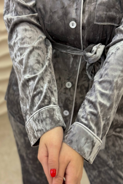 Брюки, рубашка, топ LindaLux 3-020 серый_велюр - фото 7