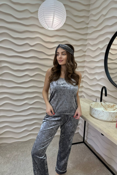 Брюки, рубашка, топ LindaLux 3-020 серый_велюр - фото 6