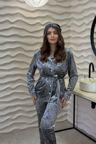 Брюки, рубашка, топ LindaLux 3-020 серый_велюр - фото 5