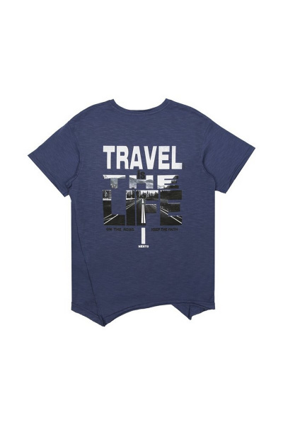 Майка из хлопка с асимметричным укращением и вышивкой Bell Bimbo 180131 деним - фото 2