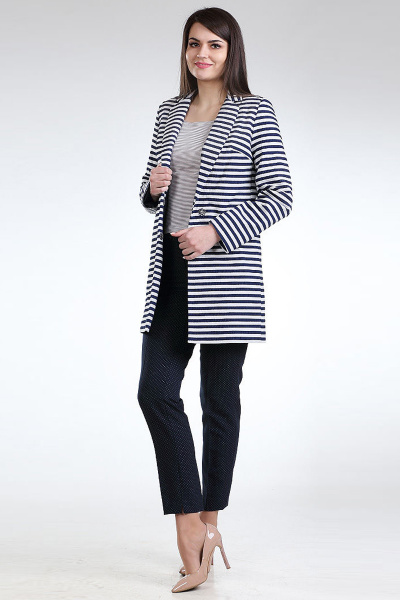 Мультиколорный прямой кардиган на потайных кнопках Sharm-Art 850 полоска - фото 1