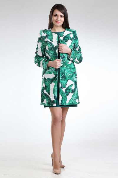 Зеленый демисезонный кардиган с принтом из текстиля Sharm-Art 688 -1 - фото 1