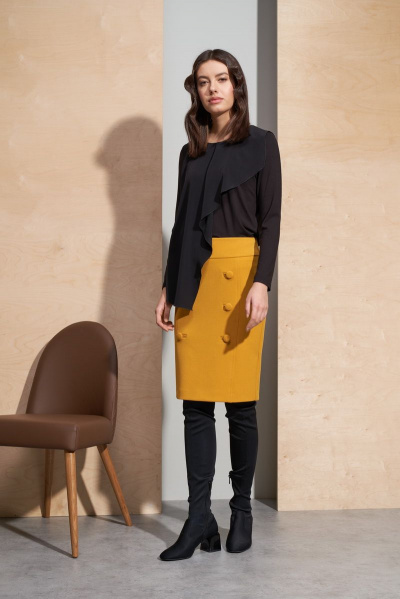 юбка на каждый день желтая из текстиля BURVIN 7058-21 - фото 1