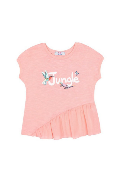 Розовая майка из трикотажа с полосками и вышивкой Bell Bimbo 180060 св.коралл - фото 1