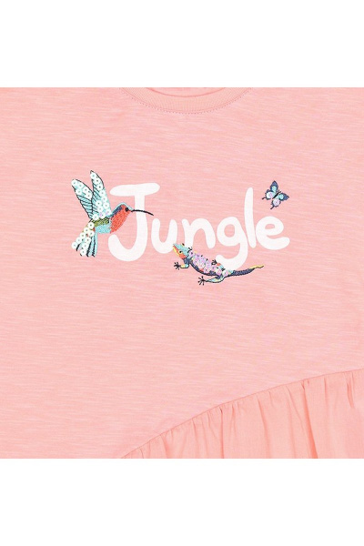 Розовая майка из трикотажа с полосками и вышивкой Bell Bimbo 180060 св.коралл - фото 3