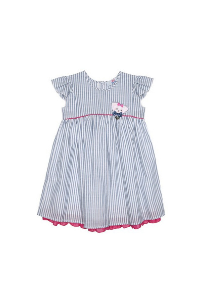 Платье двухслойное из легкой ткани с рукавами, голубое Bell Bimbo 181308 полоска - фото 1