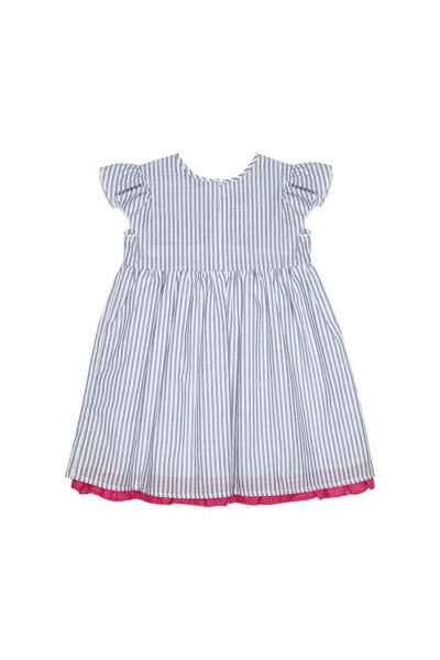 Платье двухслойное из легкой ткани с рукавами, голубое Bell Bimbo 181308 полоска - фото 2