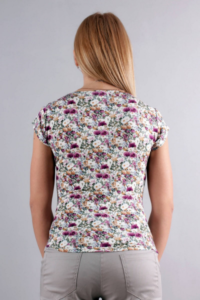 Блуза летучая мышь с декоративной застежкой-кнопками Mita КМ094 полянка - фото 4