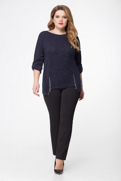 Джемпер на каждый день из трикотажа, длина 70 см, синий Медея и К 1858 темн.синий - фото 1