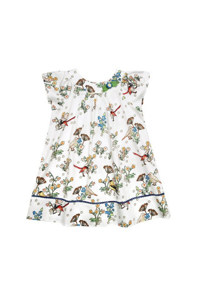 Платье летнее из сатина с декоративными складками, Bell Bimbo 181304 набивка/молоко - фото 1