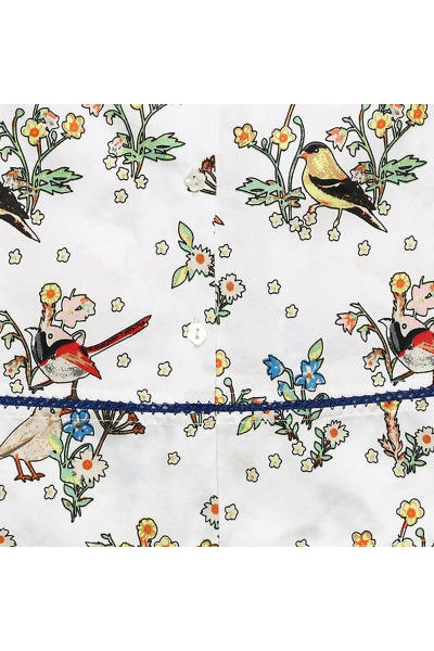 Платье летнее из сатина с декоративными складками, Bell Bimbo 181304 набивка/молоко - фото 3