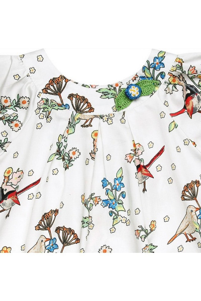 Платье летнее из сатина с декоративными складками, Bell Bimbo 181304 набивка/молоко - фото 4