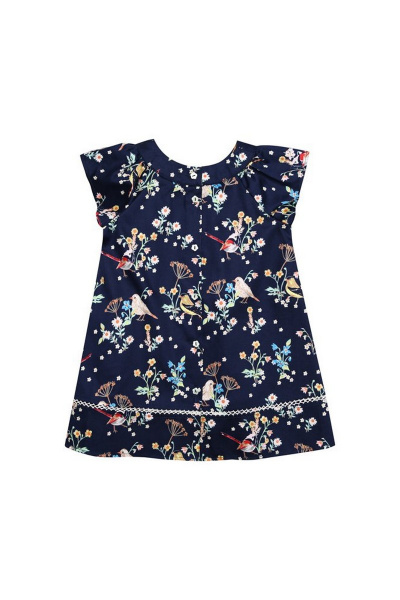 Платье летнее из сатина с асимметричным декором, синее Bell Bimbo 181304 набивка/т.синий - фото 2