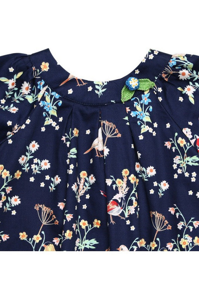 Платье летнее из сатина с асимметричным декором, синее Bell Bimbo 181304 набивка/т.синий - фото 3