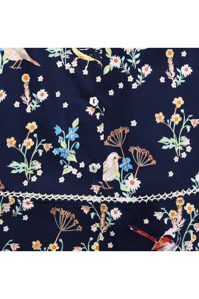 Платье летнее из сатина с асимметричным декором, синее Bell Bimbo 181304 набивка/т.синий - фото 4