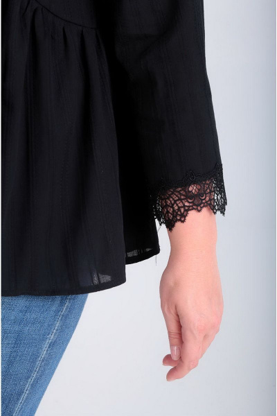 Кружевная свободная блуза с расклешенными рукавами Таир-Гранд 62380 черный - фото 6