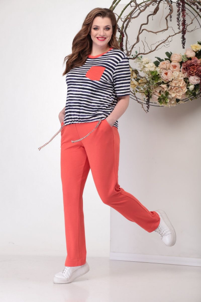 Брюки, футболка Michel chic 1170 коралл - фото 2