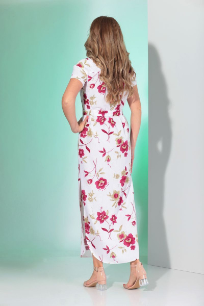 Платье летнее прямого силуэта из льняной ткани с поясом Angelina & Сompany 356 - фото 4