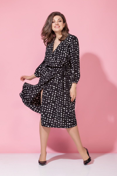 Платье на запах из струящейся вискозы с принтом Anna Majewska 1374 - фото 1