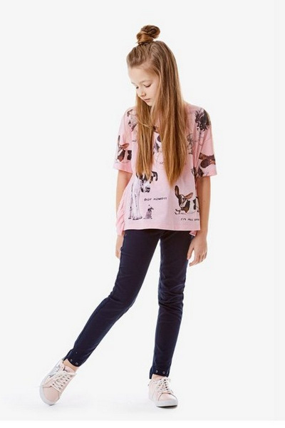 Брюки из плотного твила для девочки с лампасами и стрелками Bell Bimbo 181020 т.синий - фото 2