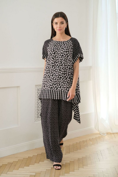 Блуза, брюки Faufilure С777 цветы - фото 3