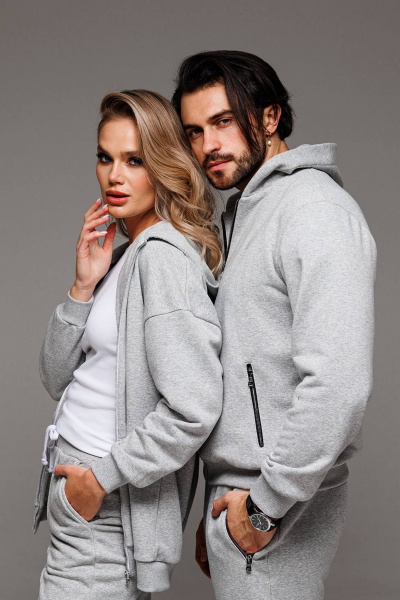 Серый оверсайз худи с капюшоном и вышивкой-логотипом GO F4073/50-04 - фото 6