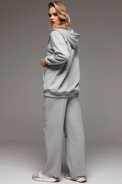 Серый оверсайз худи с капюшоном и вышивкой-логотипом GO F4073/50-04 - фото 4
