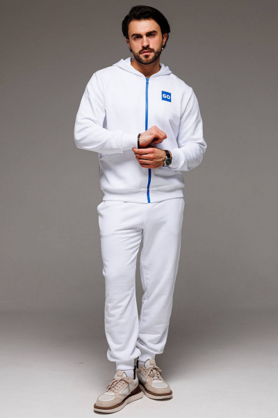 Костюм из хлопкового футера с контрастной молнией и брюками-джоггерами GO M3023zp/01-01 - фото 4