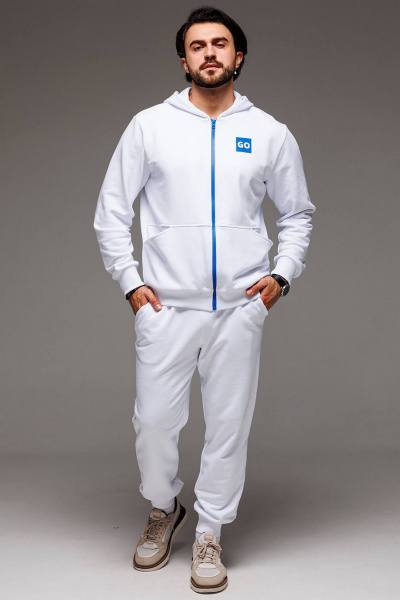 Костюм из хлопкового футера с контрастной молнией и брюками-джоггерами GO M3023zp/01-01 - фото 3