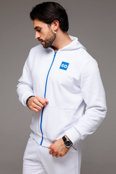 Костюм из хлопкового футера с контрастной молнией и брюками-джоггерами GO M3023zp/01-01 - фото 1