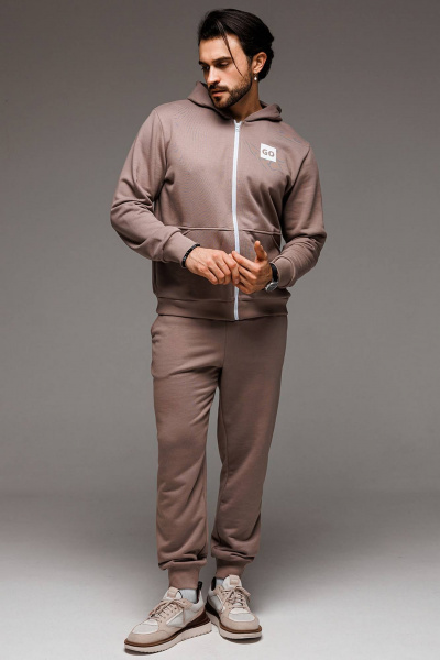 Повседневный спортивный костюм из трикотажа: худи и брюки с принтом GO M3023zp/04-03 - фото 2