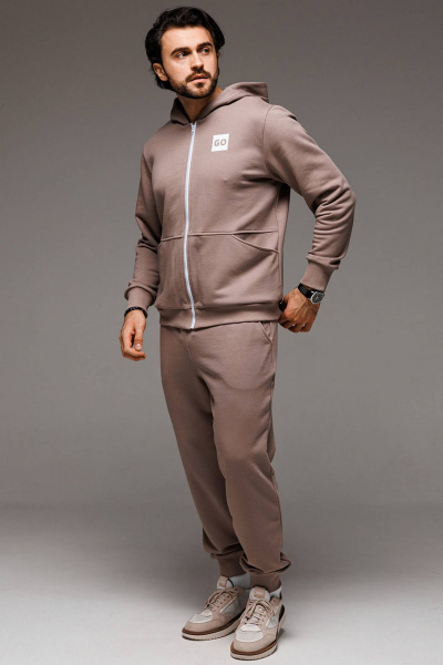 Повседневный спортивный костюм из трикотажа: худи и брюки с принтом GO M3023zp/04-03 - фото 3