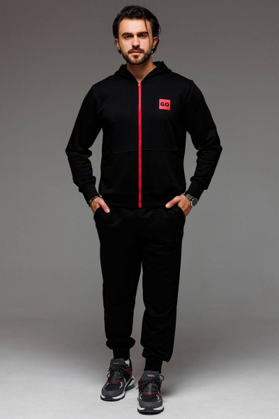 Мужской спортивный костюм из трикотажа: худи с вставками и брюки-джоггеры GO M3023zp/40-02 - фото 2