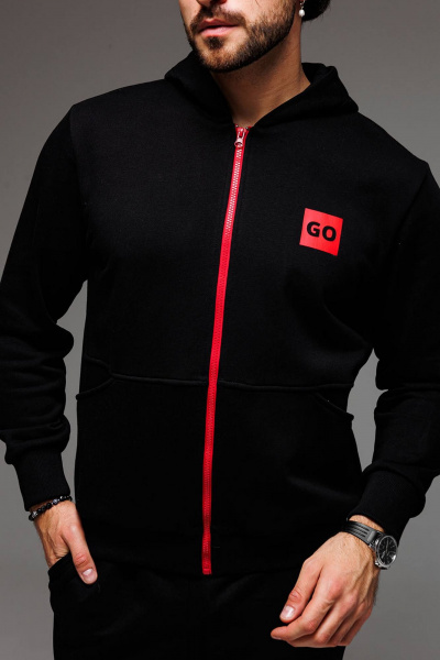 Мужской спортивный костюм из трикотажа: худи с вставками и брюки-джоггеры GO M3023zp/40-02 - фото 4