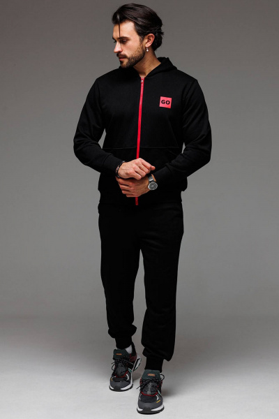 Мужской спортивный костюм из трикотажа: худи с вставками и брюки-джоггеры GO M3023zp/40-02 - фото 3