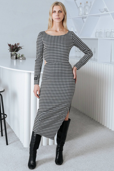 Платье прилегающего силуэта из плотной эластичной ткани с разрезами BUNABOUTIQUE 2079 - фото 7