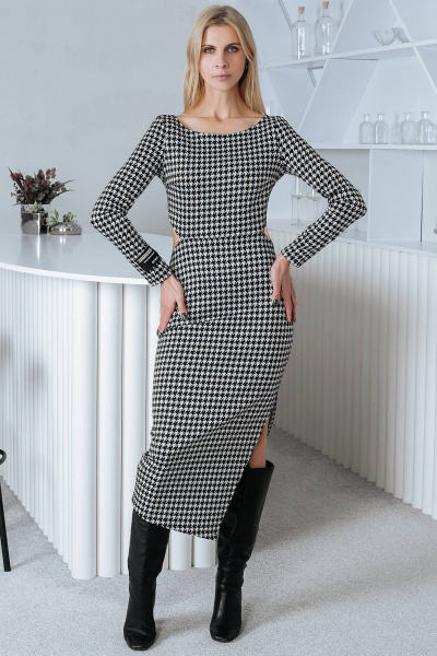 Платье прилегающего силуэта из плотной эластичной ткани с разрезами BUNABOUTIQUE 2079 - фото 1