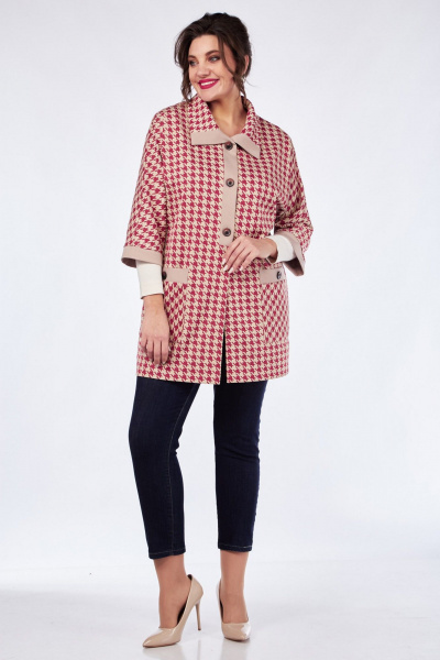 Блузон прямой с накладными карманами Matini 4.1626/1 красный+беж - фото 14