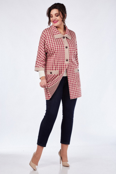 Блузон прямой с накладными карманами Matini 4.1626/1 красный+беж - фото 13