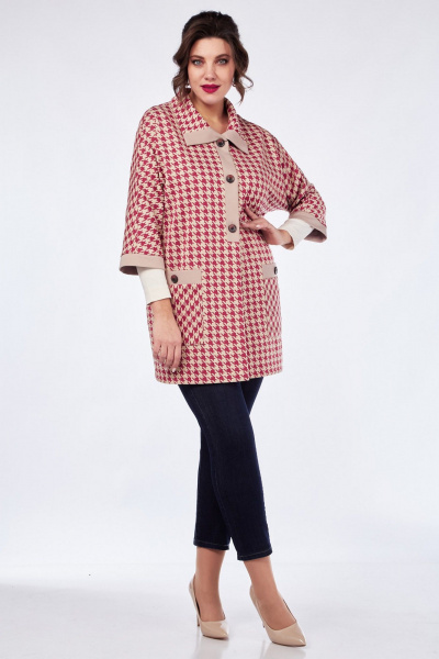 Блузон прямой с накладными карманами Matini 4.1626/1 красный+беж - фото 12