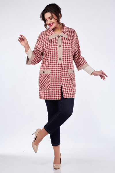 Блузон прямой с накладными карманами Matini 4.1626/1 красный+беж - фото 10