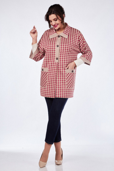 Блузон прямой с накладными карманами Matini 4.1626/1 красный+беж - фото 9