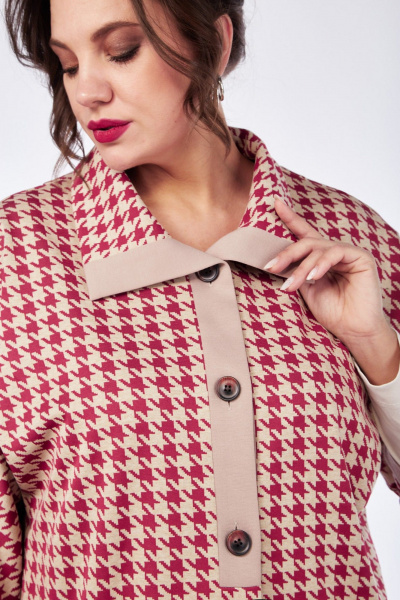 Блузон прямой с накладными карманами Matini 4.1626/1 красный+беж - фото 4