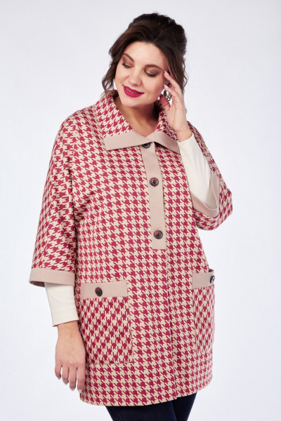 Блузон прямой с накладными карманами Matini 4.1626/1 красный+беж - фото 1